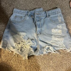 SHEIN Blue Distressed Jean Shorts
